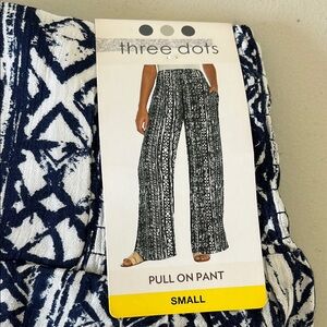 Three Dots Black and White Wide Leg Pants